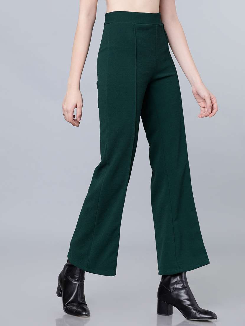 women green polyester chinos trouser - 22471196 -  Standard Image - 3