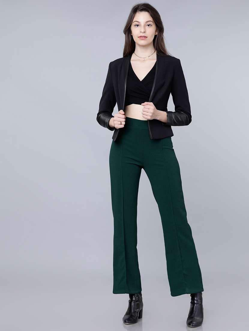 women green polyester chinos trouser - 22471196 -  Standard Image - 5