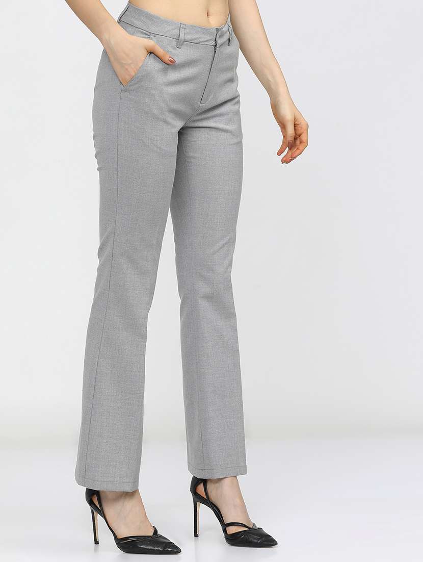 women grey polyester chinos trouser - 22471198 -  Standard Image - 3