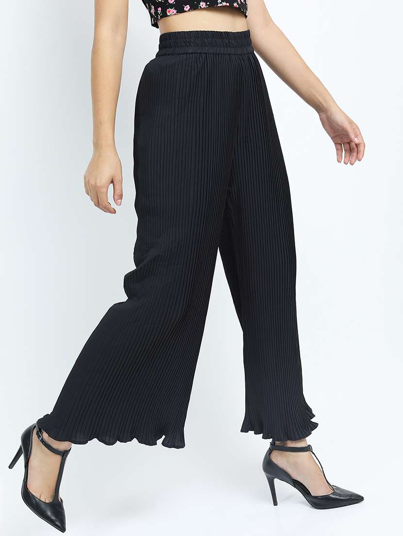 women black polyester chinos trouser - 22471204 -  Standard Image - 3