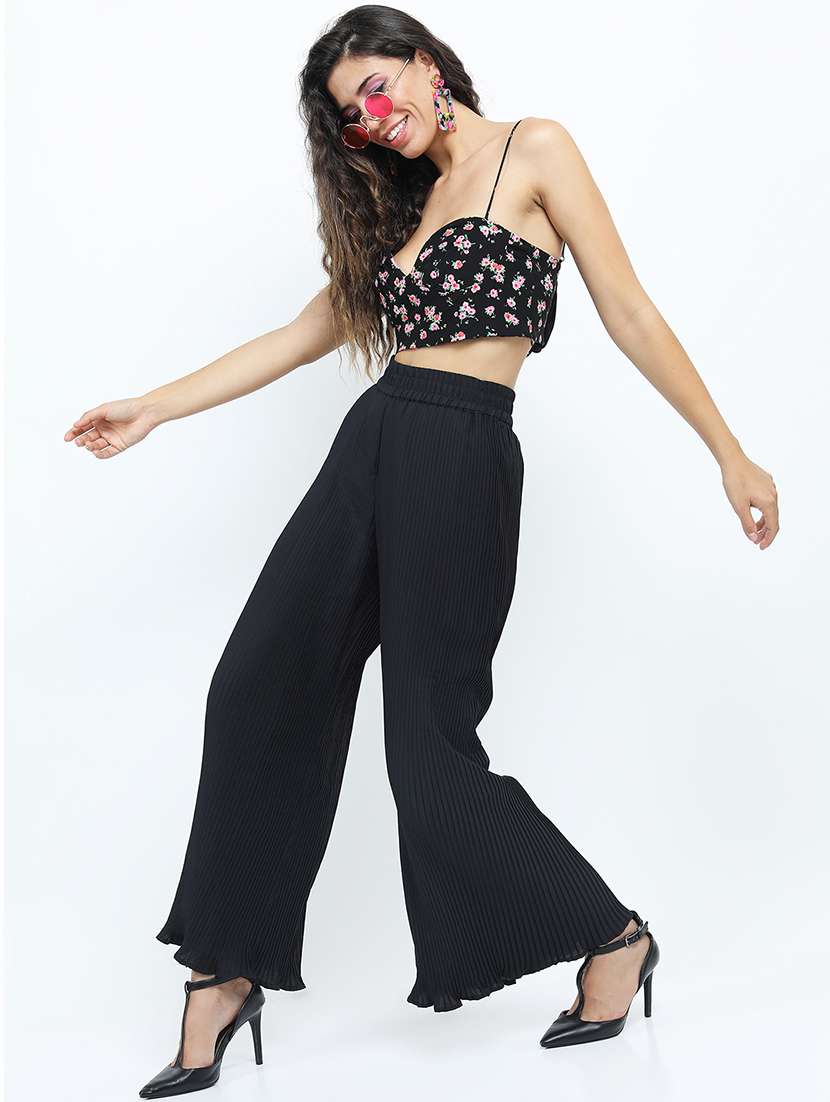 women black polyester chinos trouser - 22471204 -  Standard Image - 5