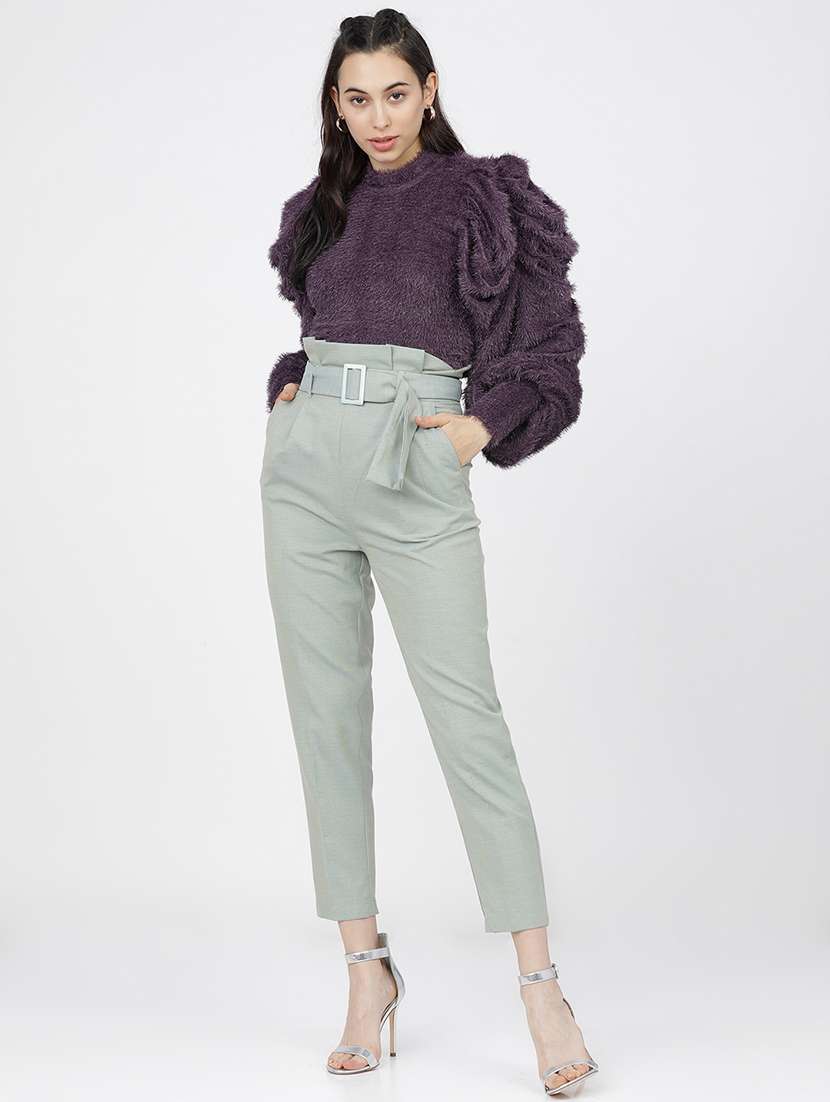 women green polyester chinos trouser - 22471208 -  Standard Image - 5