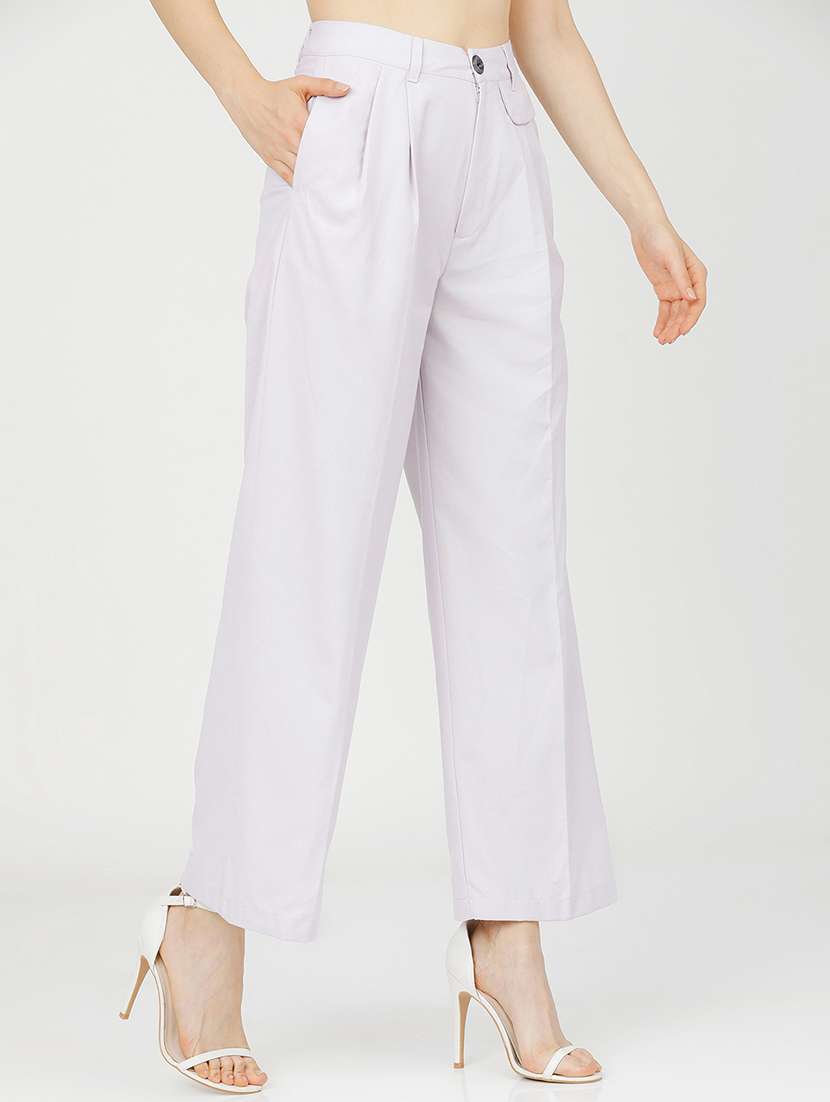 women purple polyester chinos trouser - 22471209 -  Standard Image - 3