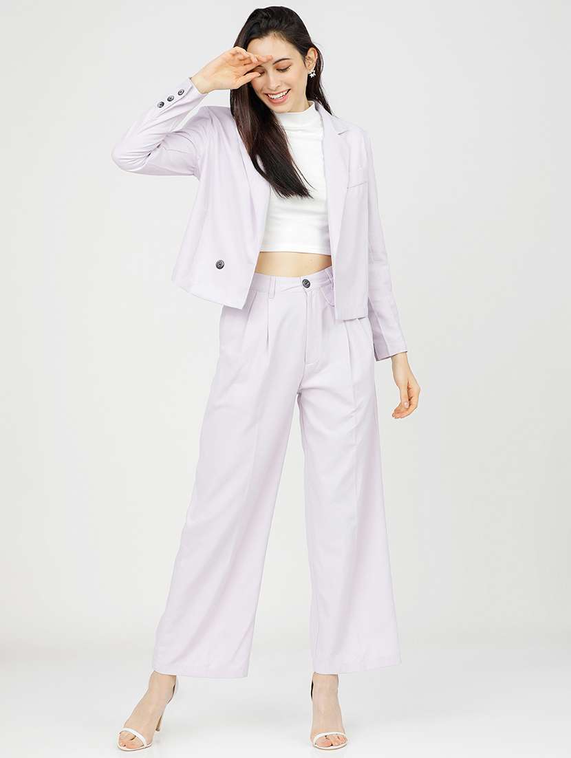 women purple polyester chinos trouser - 22471209 -  Standard Image - 5