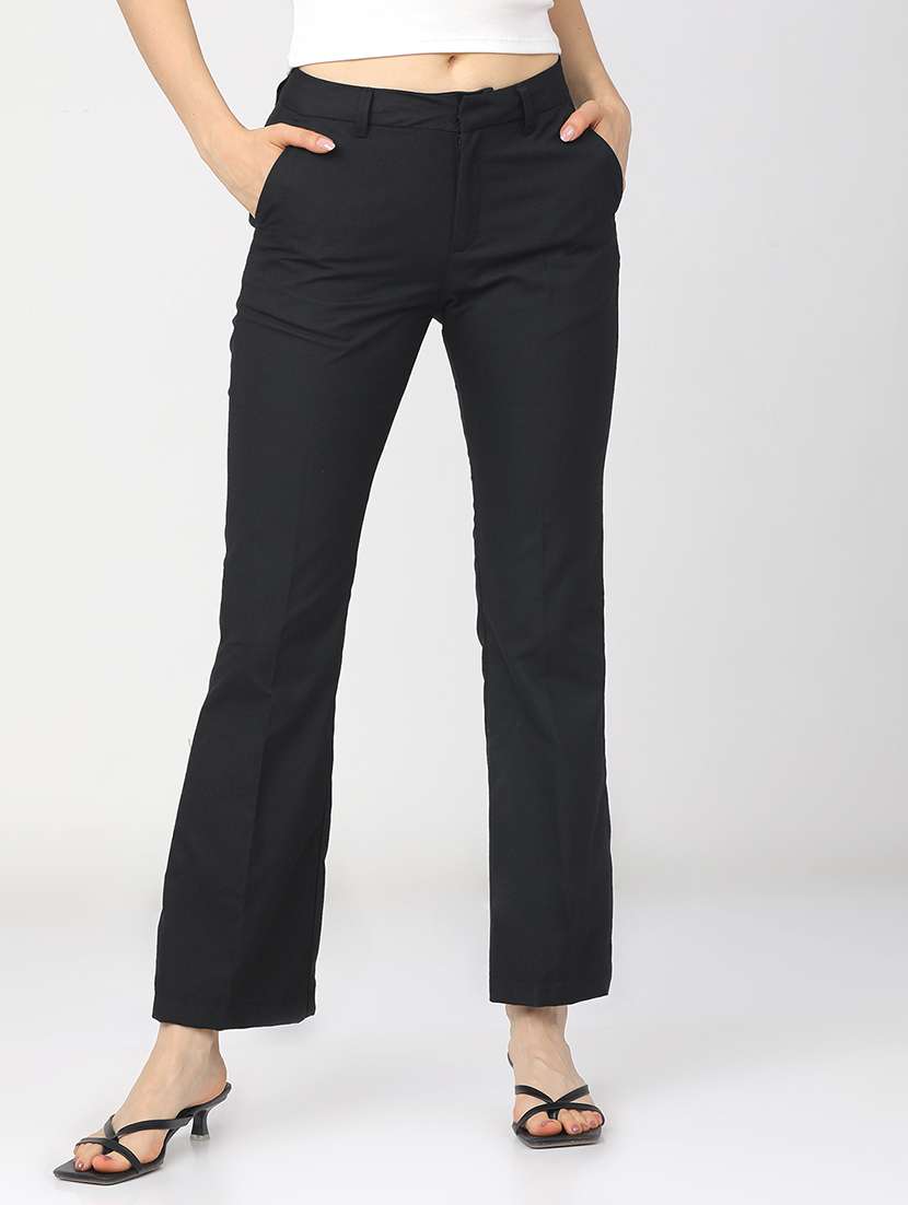 women black polyester chinos trouser
