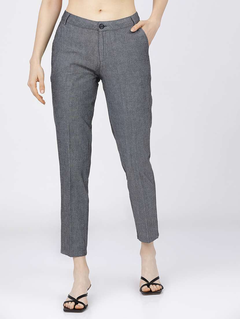 women grey cotton chinos trouser