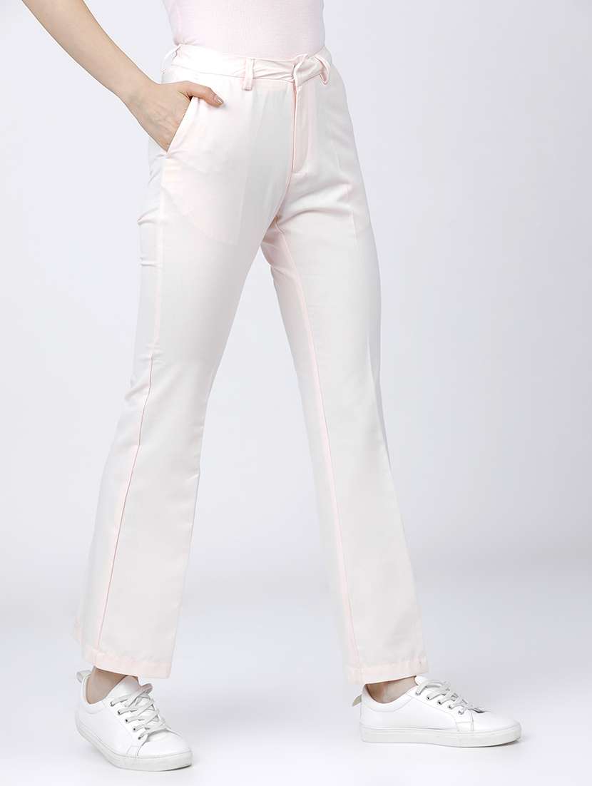 women pink polyester chinos trouser - 22471218 -  Standard Image - 3