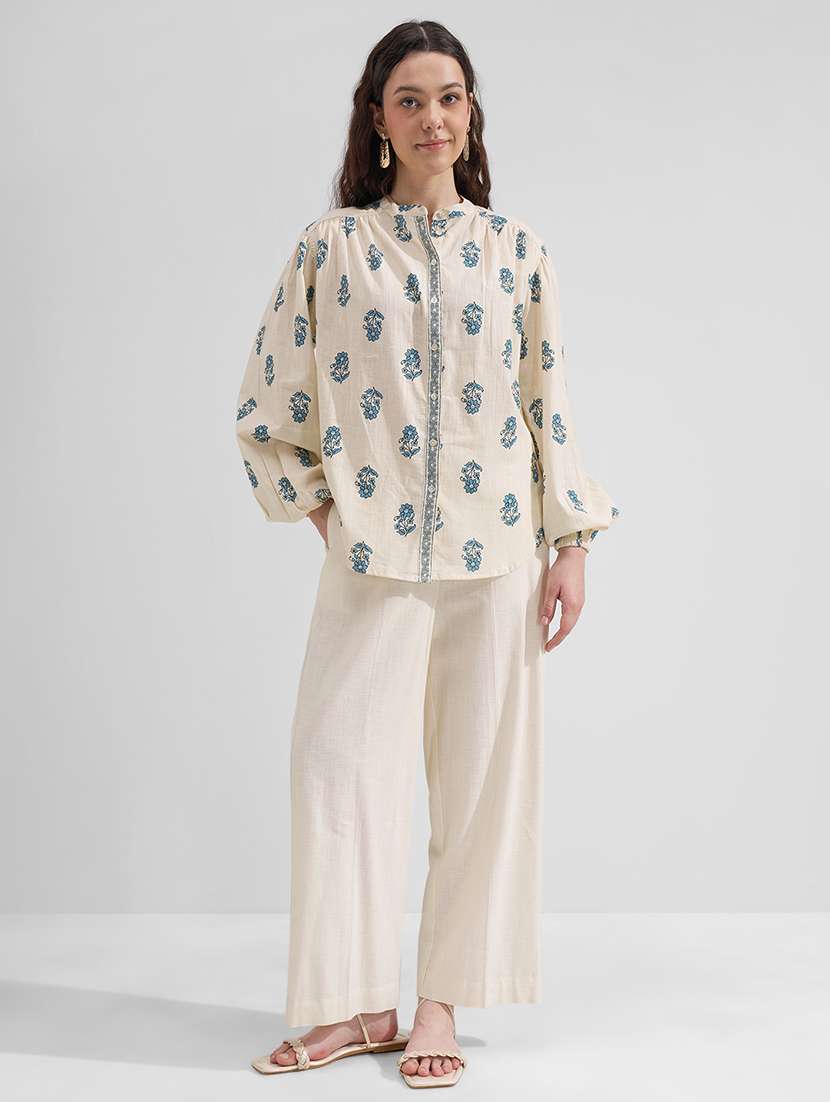 women beige relaxed fit cotton solid trousers - 22471229 -  Standard Image - 5