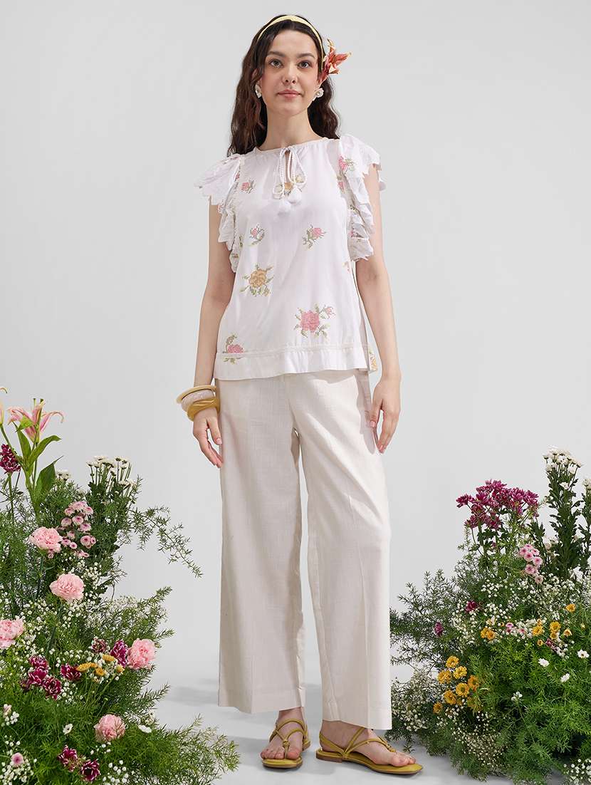 women white cotton chinos trouser - 22471230 -  Standard Image - 5