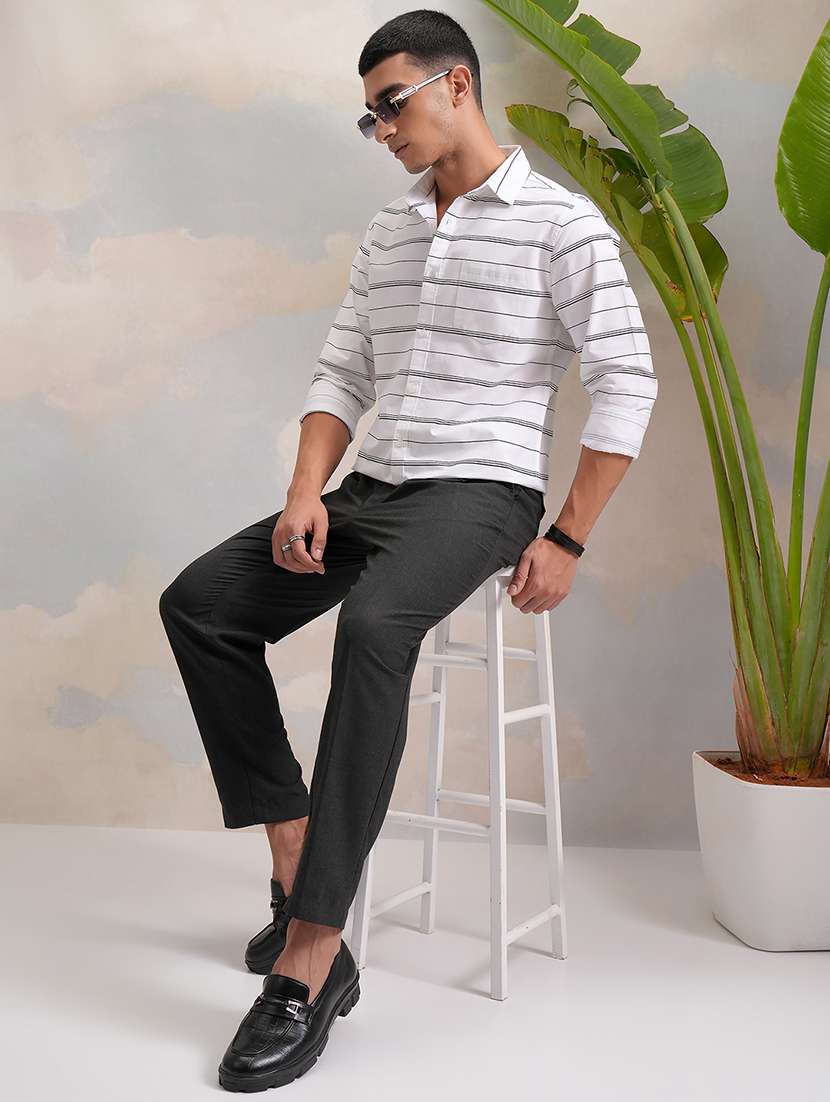 men stripes white  colored cotton regular casual shirt - 22471234 -  Standard Image - 5