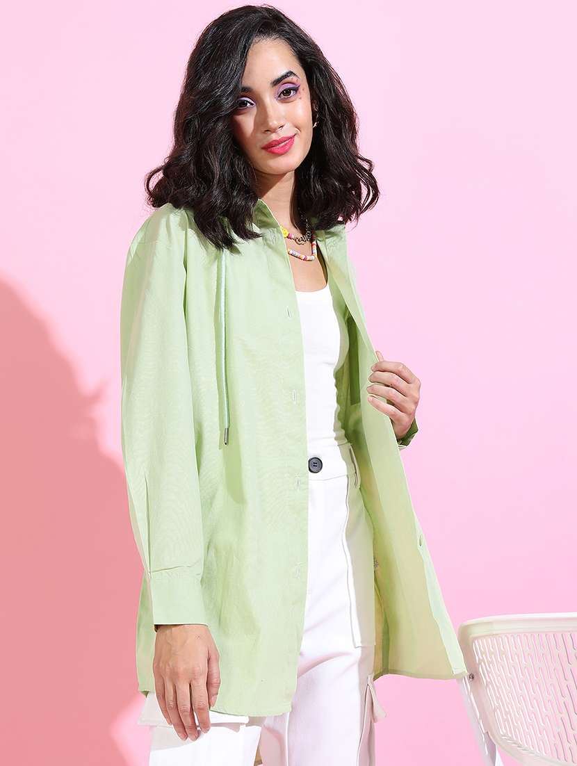 women printed green cotton regular shirt - 22471239 -  Standard Image - 3
