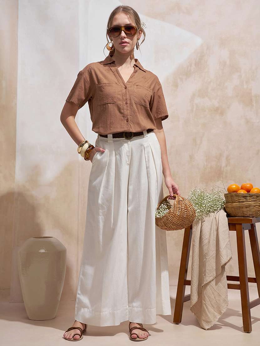 women solid brown cotton regular shirt - 22471246 -  Standard Image - 5