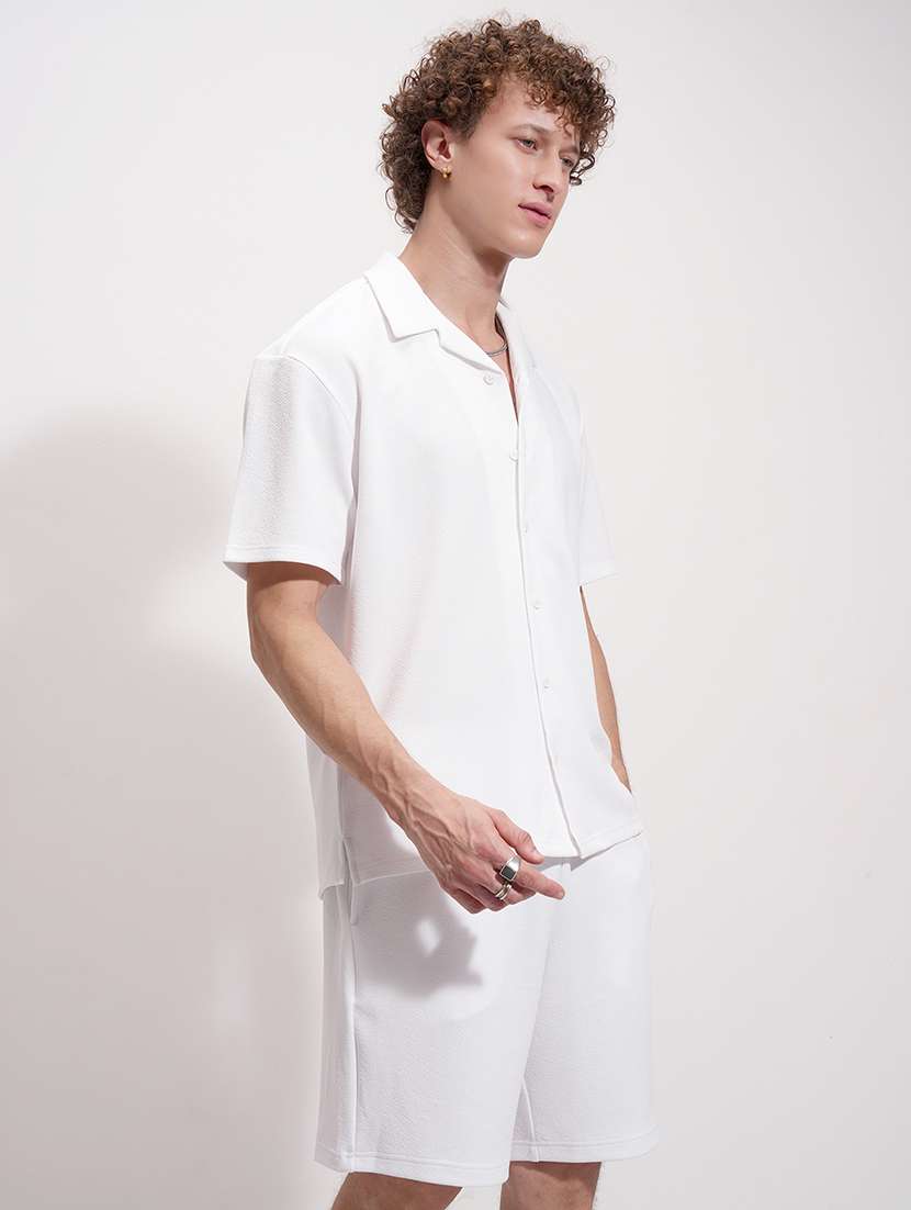 men white polyester plain co-ord set - 22471271 -  Standard Image - 3