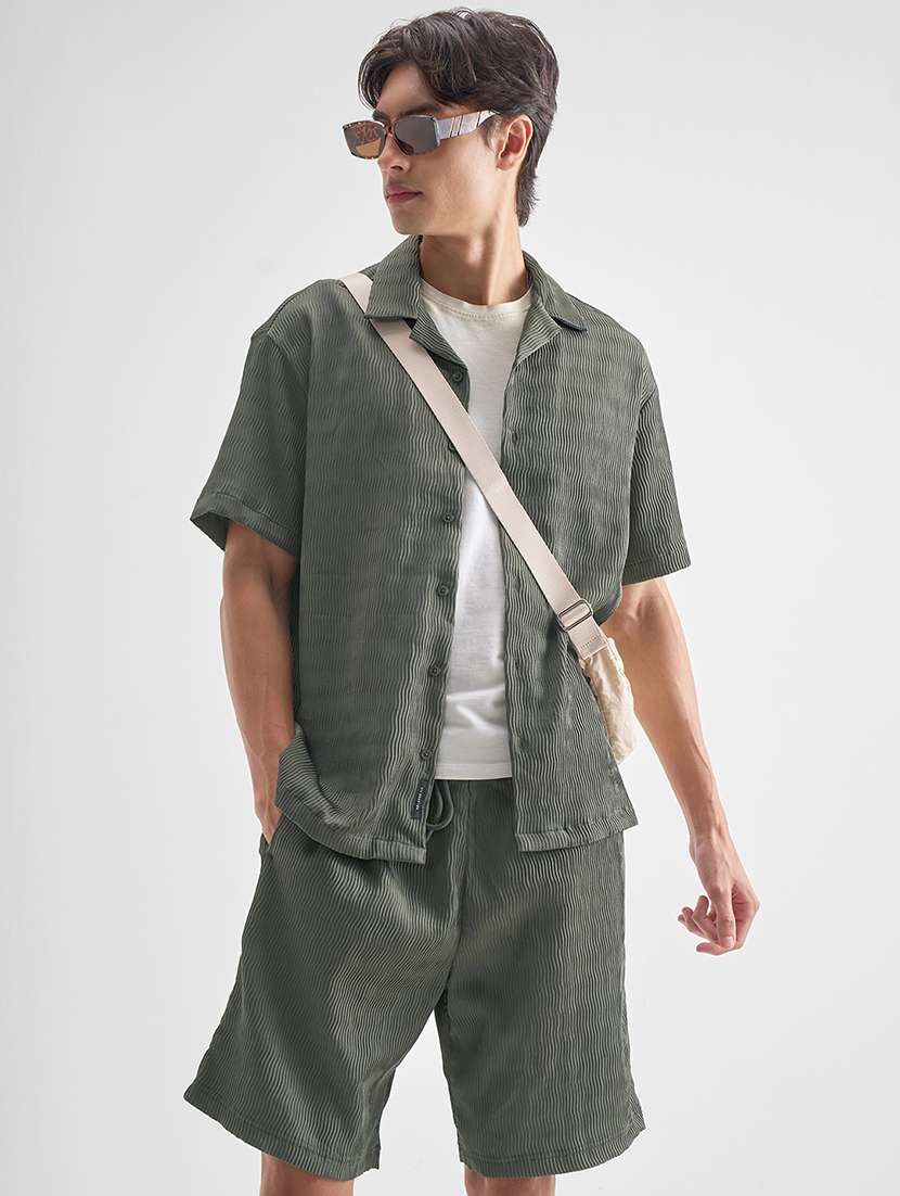 men polyester plain co-ord set