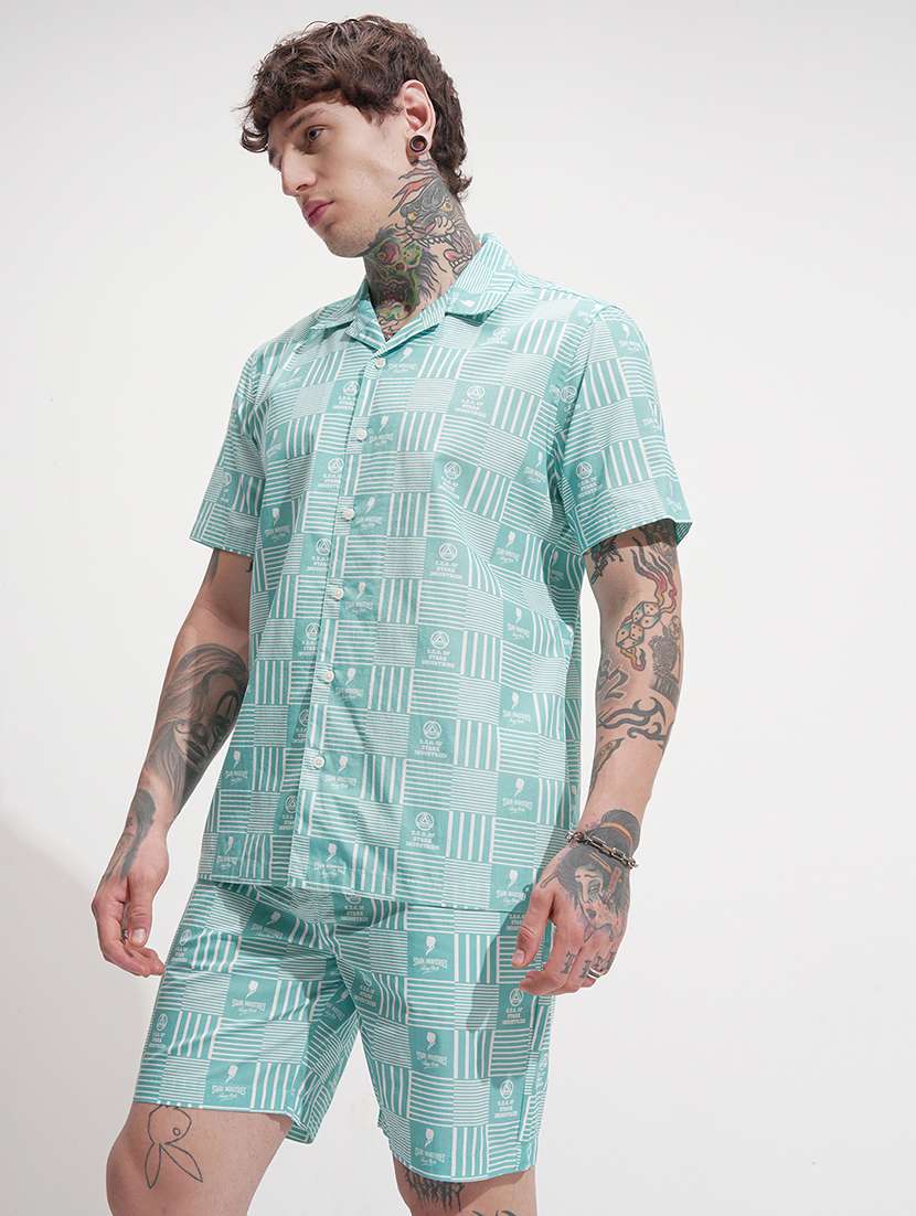 men blue cotton plain co-ord set - 22471286 -  Standard Image - 3