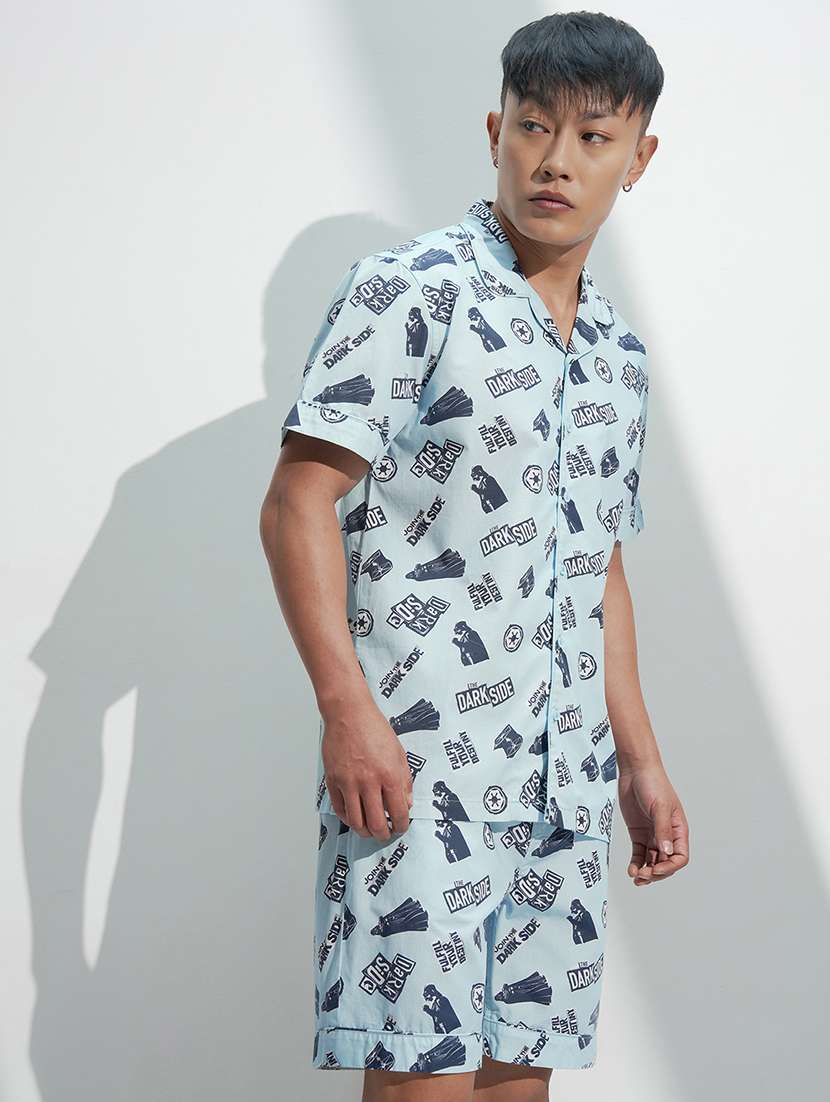 men blue cotton plain co-ord set - 22471290 -  Standard Image - 3