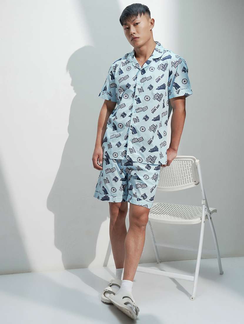 men blue cotton plain co-ord set - 22471290 -  Standard Image - 5
