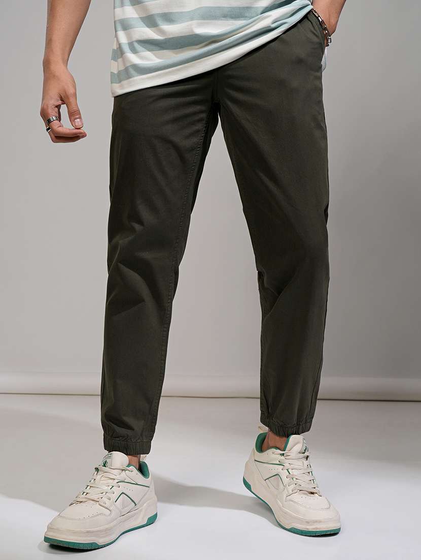 men black cotton chinos casual trouser
