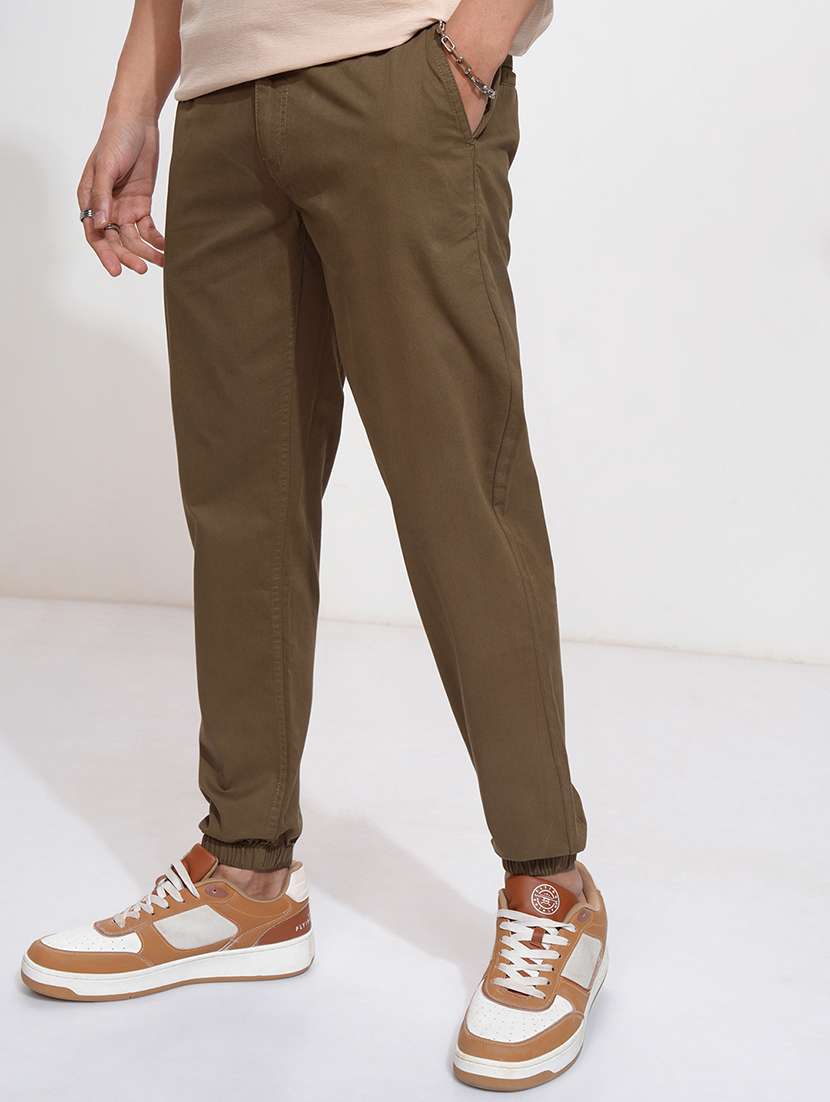 men brown cotton chinos casual trouser - 22471294 -  Standard Image - 3