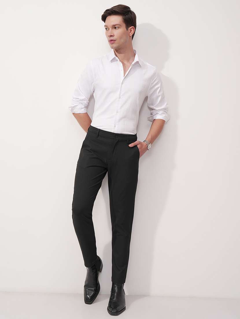 men black polyester chinos casual trouser - 22471302 -  Standard Image - 5