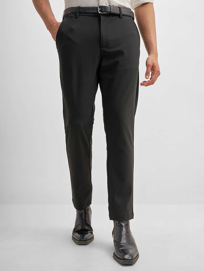 men black nylon chinos casual trouser