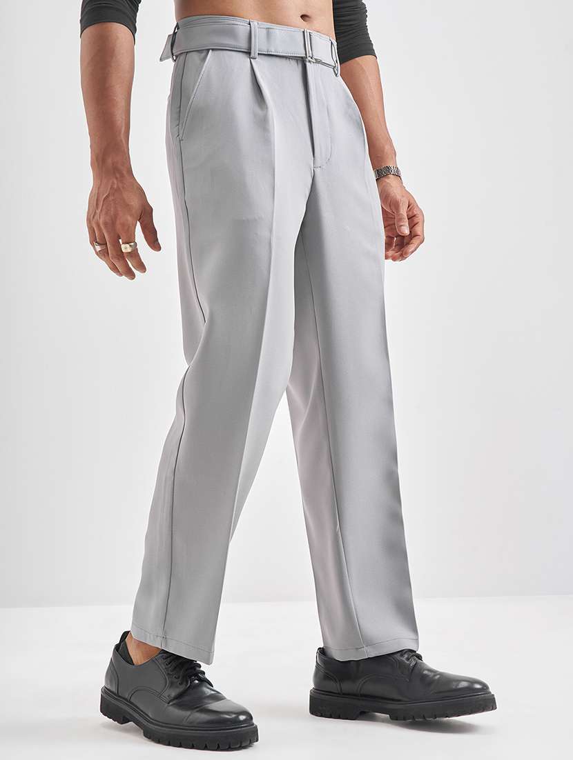 men grey polyester chinos casual trouser - 22471319 -  Standard Image - 3
