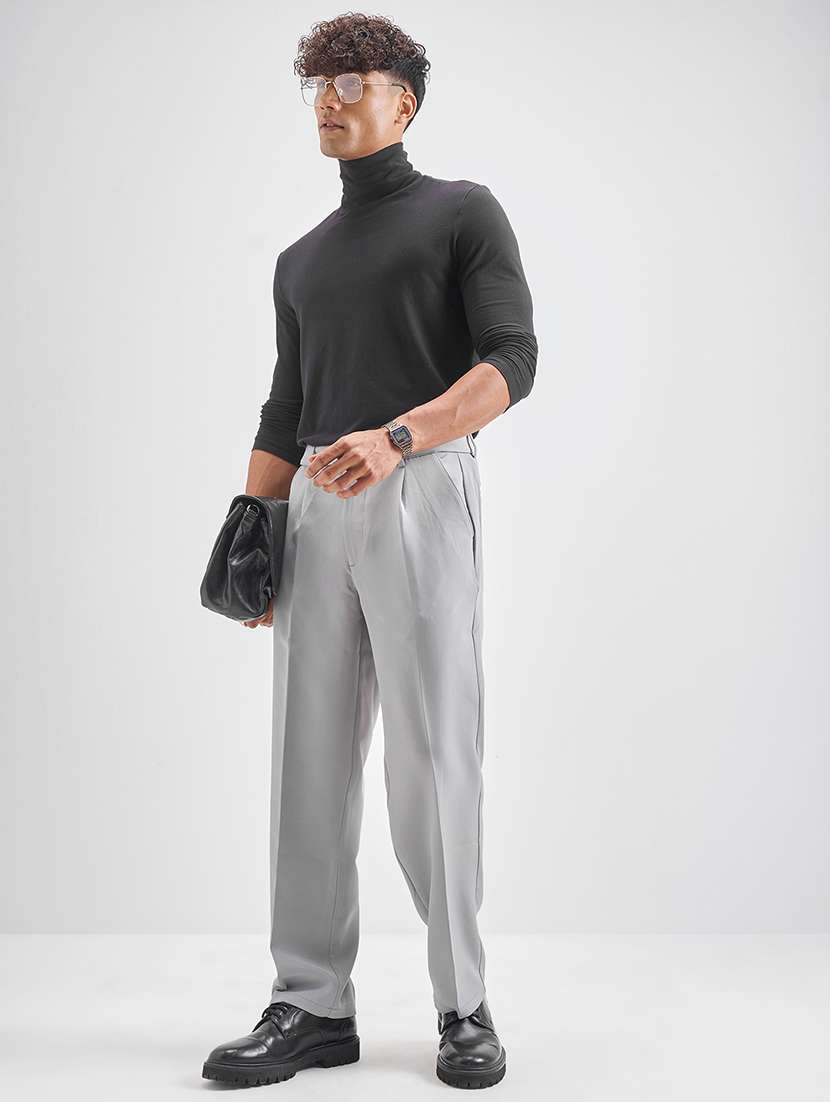 men grey polyester chinos casual trouser - 22471319 -  Standard Image - 5
