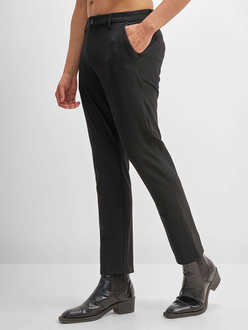 men black polyester chinos casual trouser - 22471325 -  Standard Image - 3