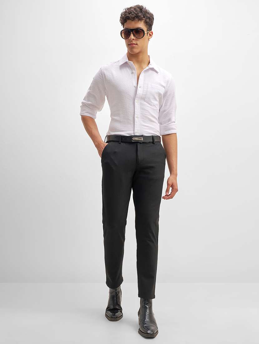 men black polyester chinos casual trouser - 22471325 -  Standard Image - 5