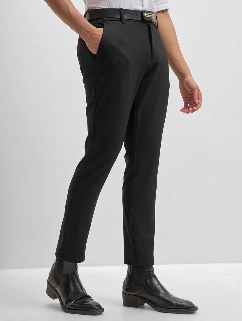 men black polyester chinos casual trouser - 22471326 -  Standard Image - 3
