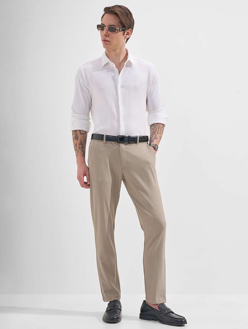 men beige polyester chinos casual trouser - 22471334 -  Standard Image - 5