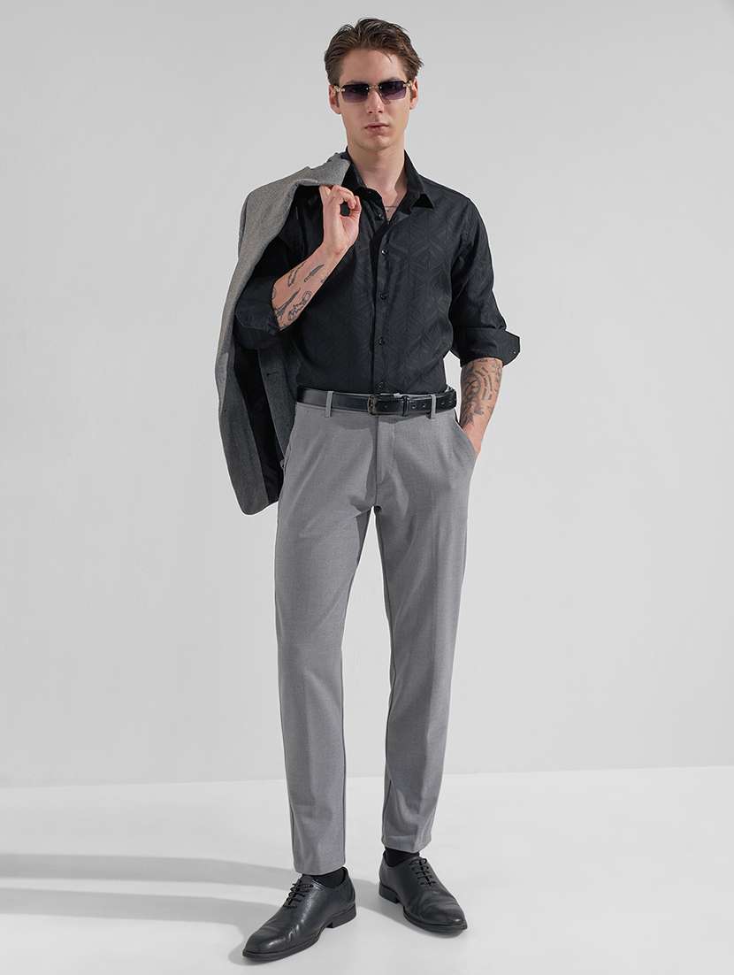 men grey polyester chinos casual trouser - 22471335 -  Standard Image - 5