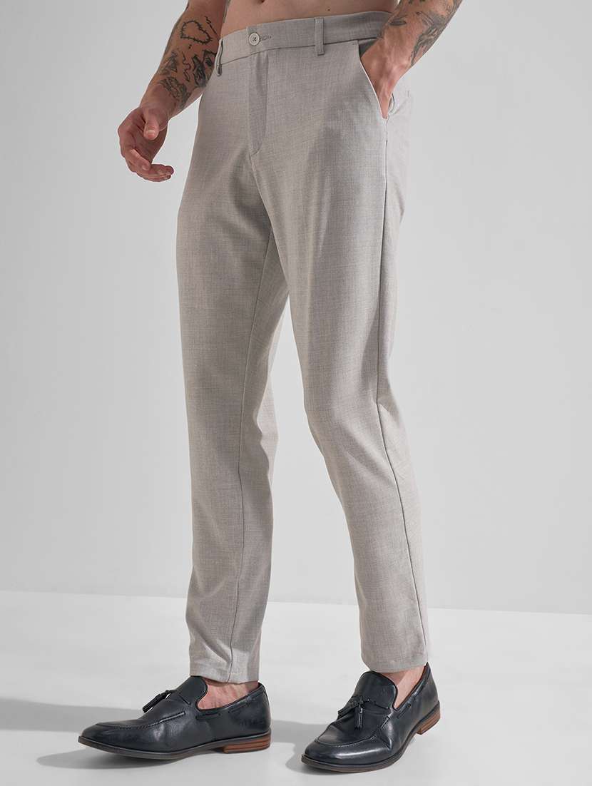 men grey polyester chinos casual trouser - 22471336 -  Standard Image - 3