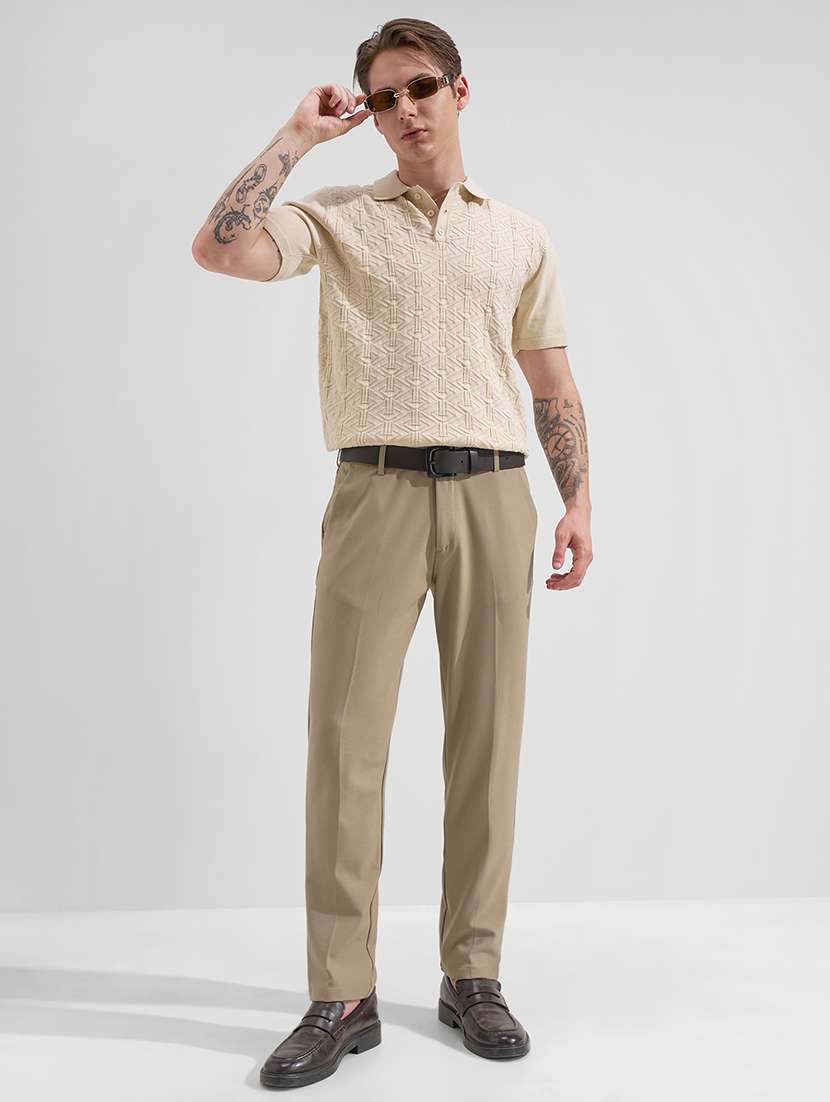 men khaki polyester chinos casual trouser - 22471337 -  Standard Image - 5
