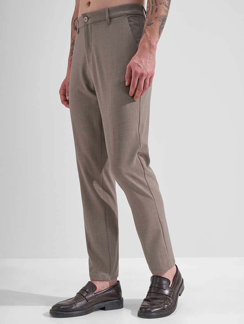 men tan polyester chinos casual trouser - 22471338 -  Standard Image - 3