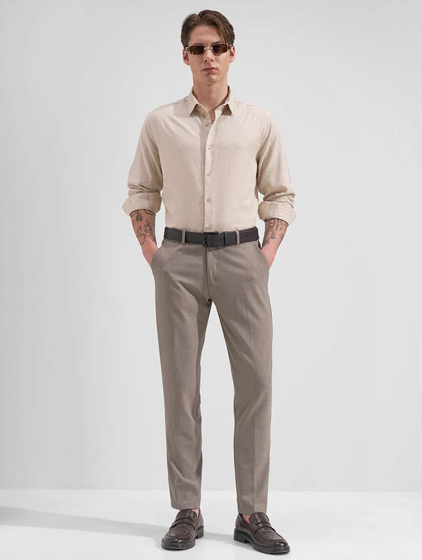 men tan polyester chinos casual trouser - 22471338 -  Standard Image - 5