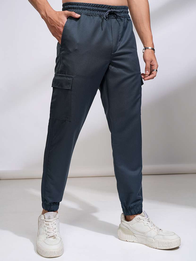 men blue polyester chinos casual trouser - 22471342 -  Standard Image - 3