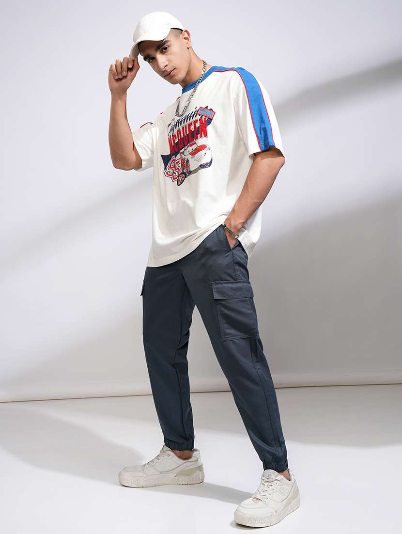 men blue polyester chinos casual trouser - 22471342 -  Standard Image - 5