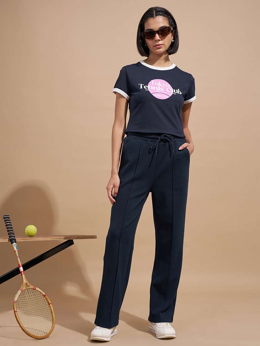 women navy blue cotton track pant - 22471344 -  Standard Image - 5