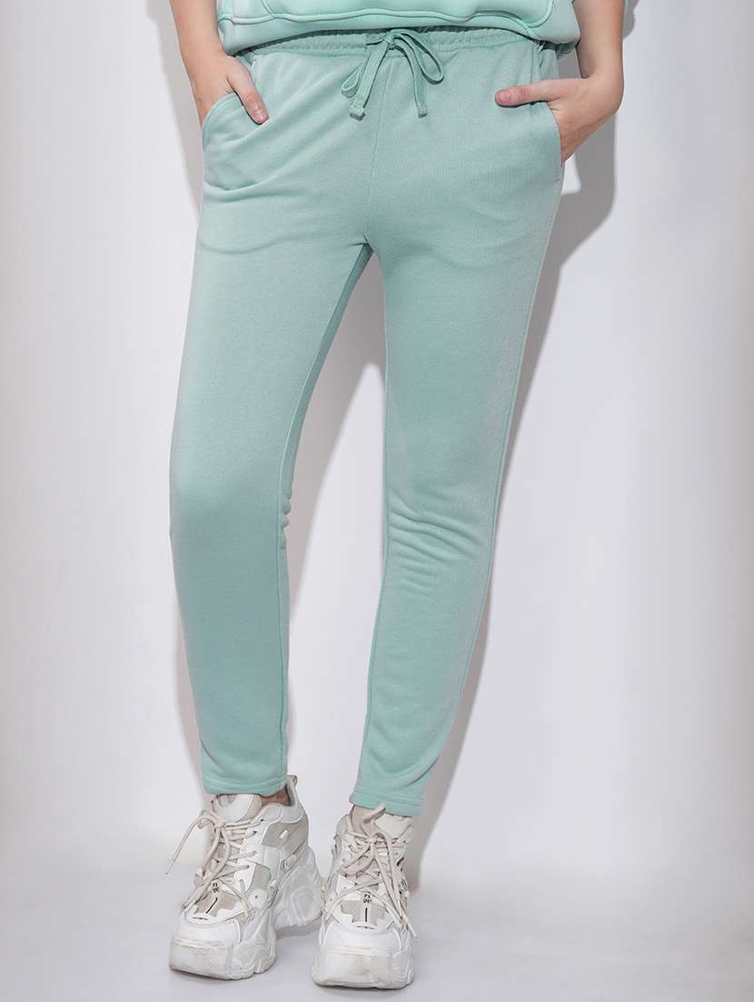 women blue polyester track pant