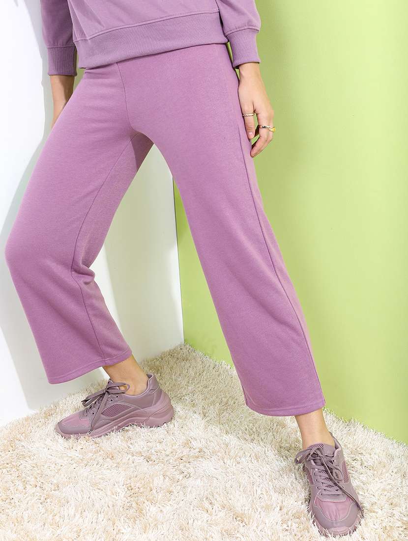 women mauve polyester track pant