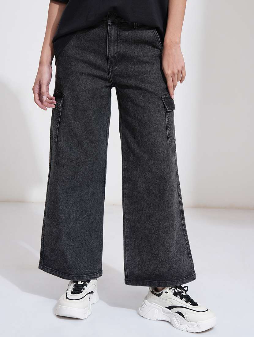 women black cotton jean