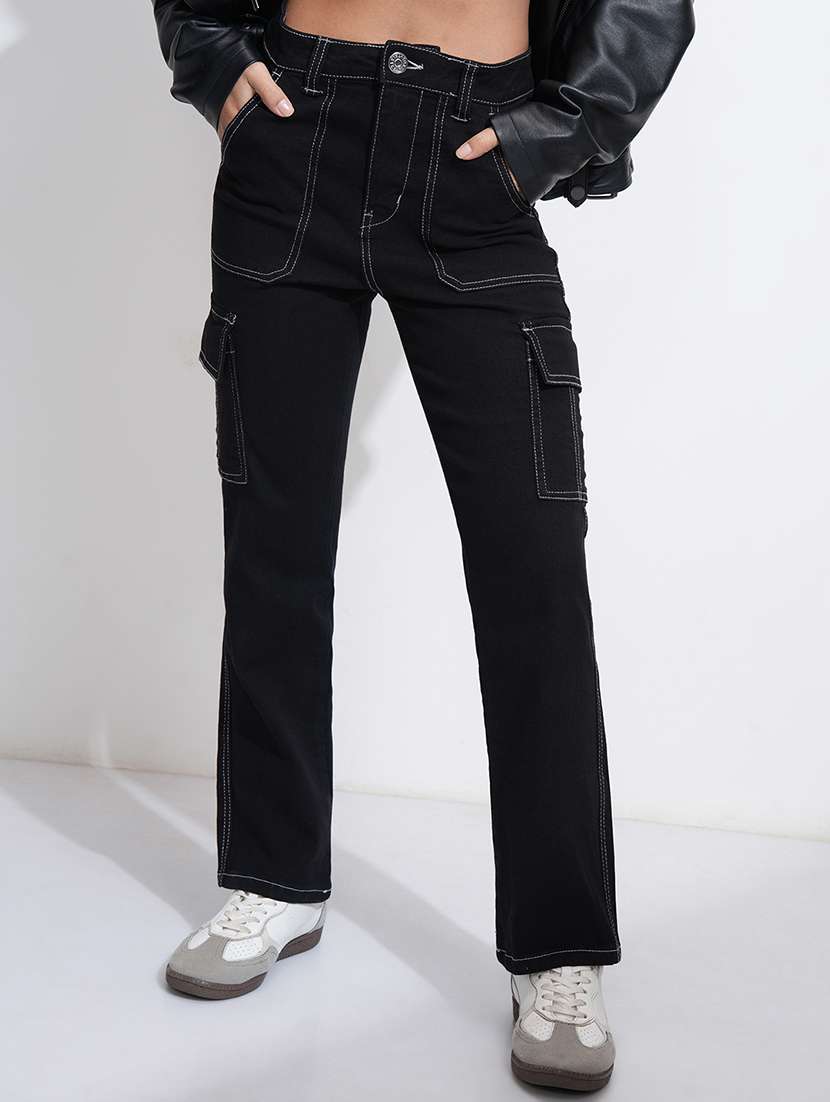 women black cotton jean