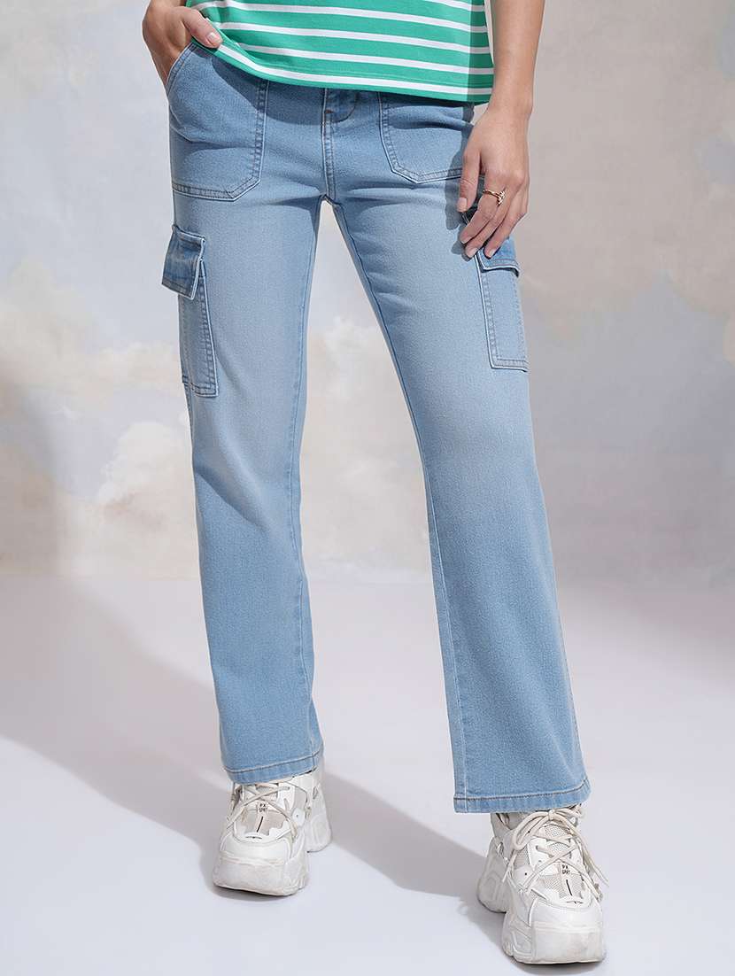women blue cotton jean