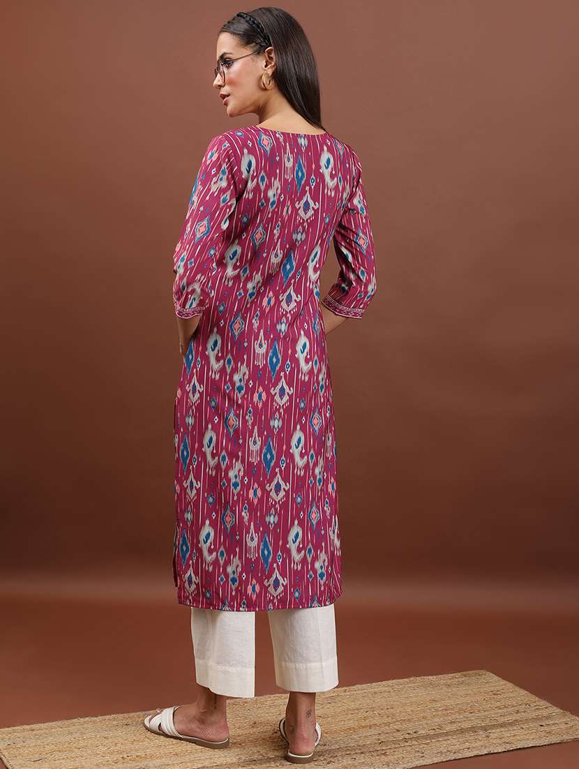 women magenta polyester a-line kurta - 22471401 -  Standard Image - 3