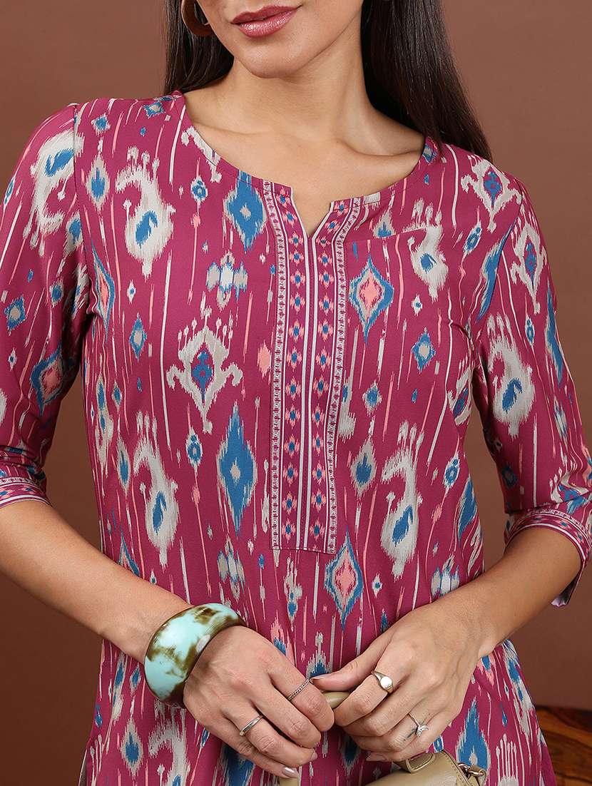 women magenta polyester a-line kurta - 22471401 -  Standard Image - 5