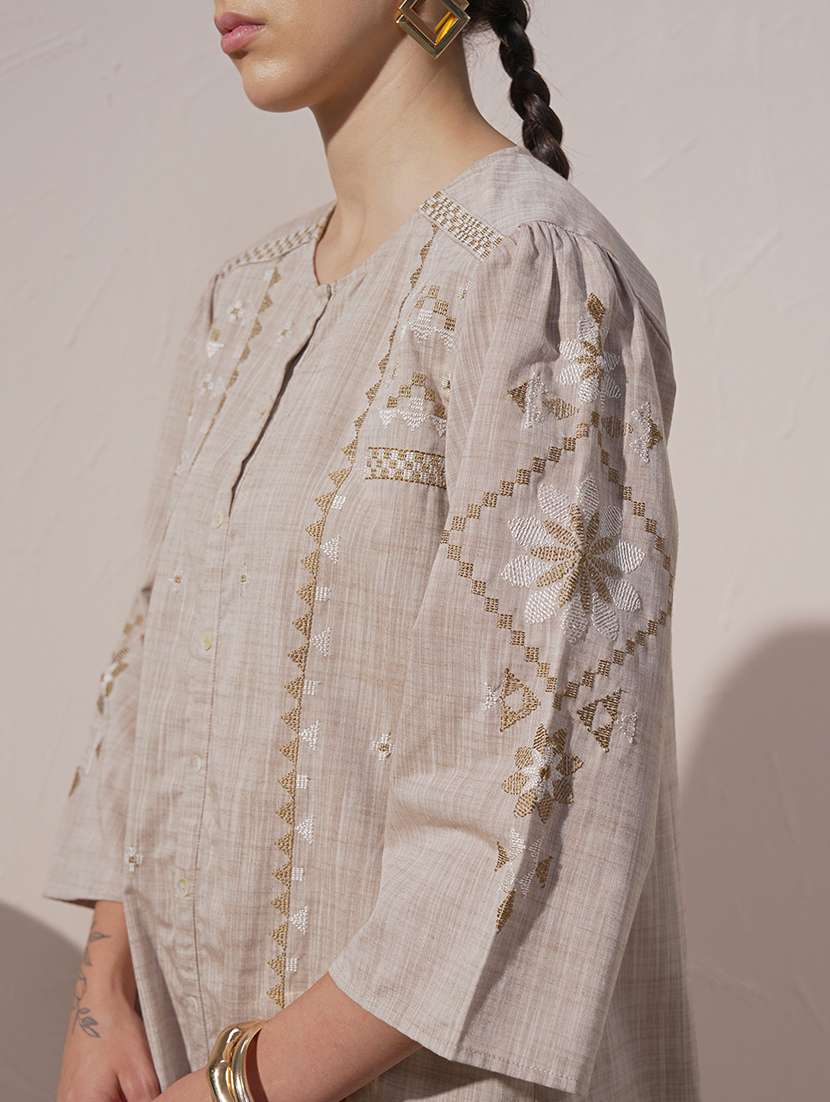 women beige cotton a-line kurta - 22471403 -  Standard Image - 5