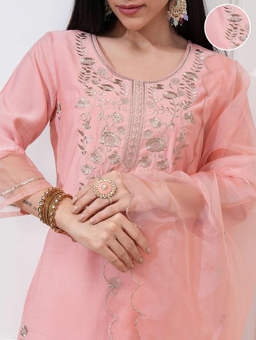 women peach kurta pant set - 22471439 -  Standard Image - 5