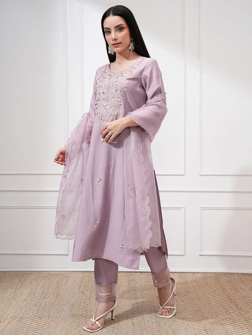 women mauve kurta pant set - 22471440 -  Standard Image - 3