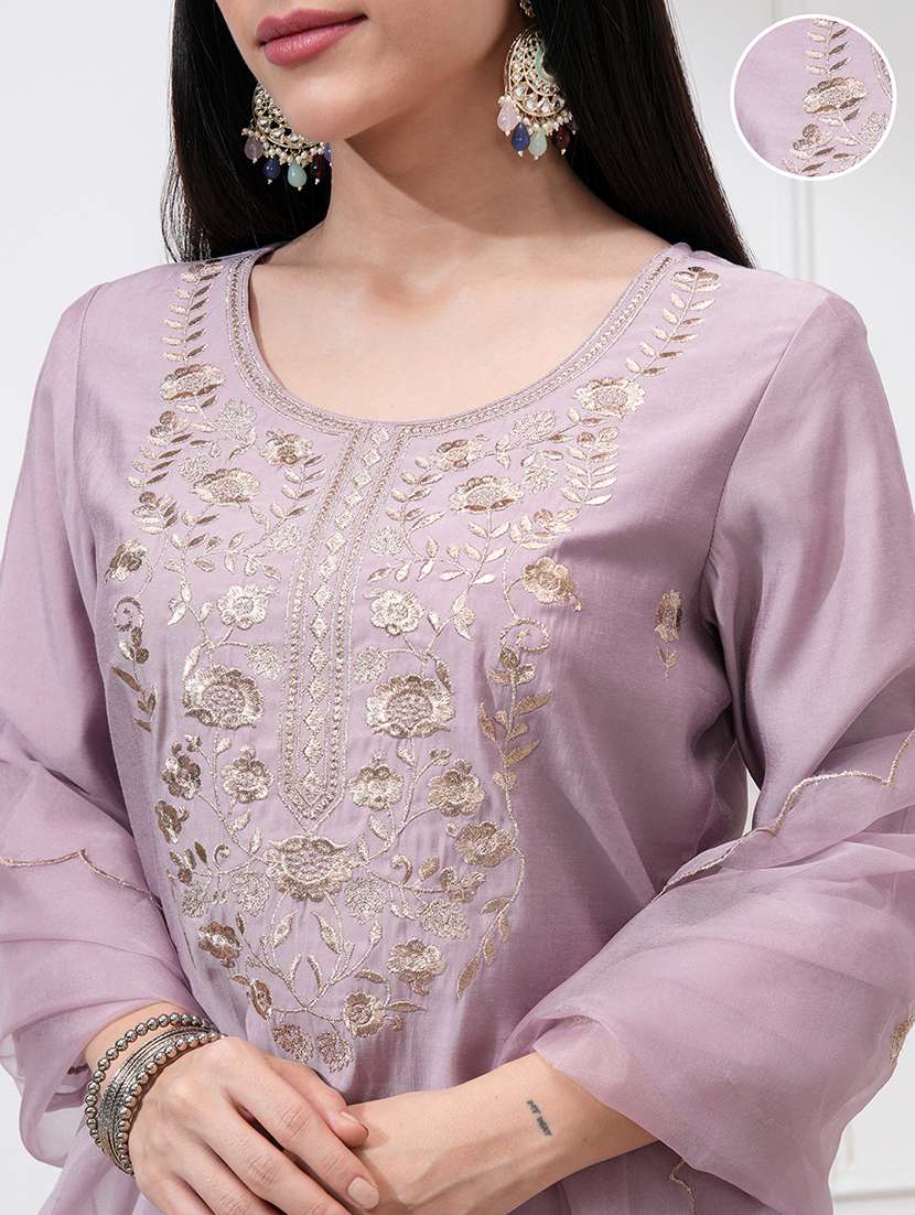 women mauve kurta pant set - 22471440 -  Standard Image - 5